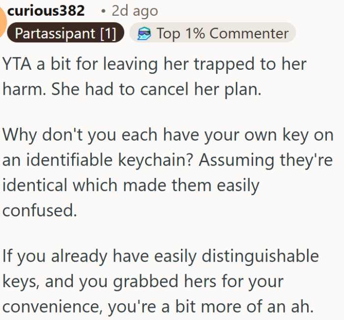 Identical keys caused chaos, but the real problem was the inconvenience excuse
