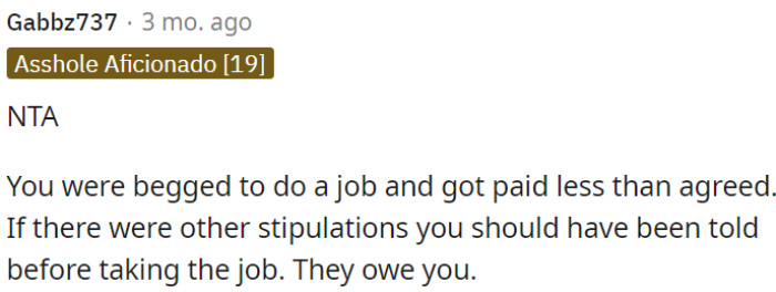 If there were additional conditions, OP's cousin should have informed OP beforehand.