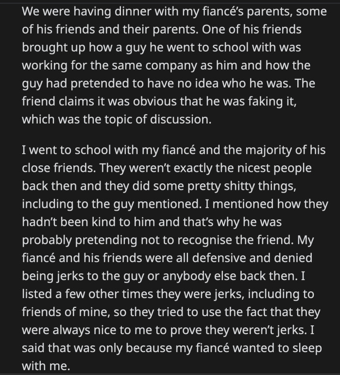 He accused OP of embarrassing him by bringing up old news and being crude for saying he wanted to sleep with her.