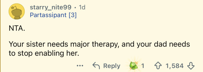 “Your sister needs major therapy.”