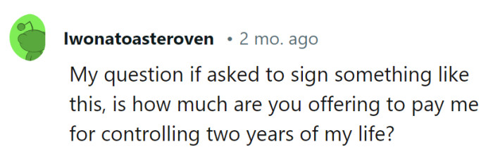 The real question: How much for a two-year cha-cha with her life? It's like expecting her to dance without music and stay in step!