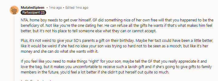 She very likely won't even understand or know what his reasoning is behind turning it down.