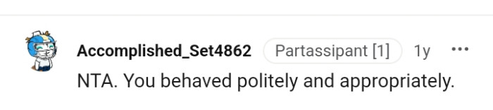 The OP Behaved Appropriately