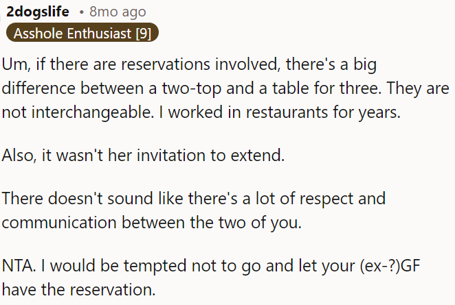 Respect and communication seem lacking between them.