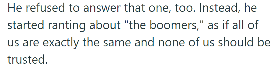 He dodged the question again, launching into a rant about 