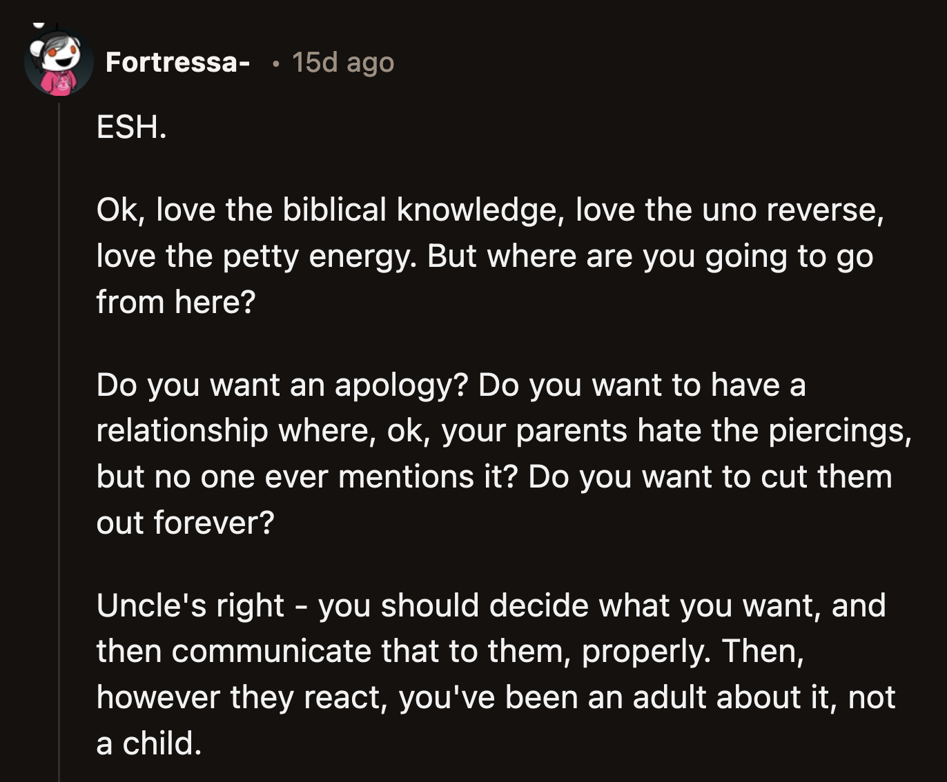 It's time for OP to grow up.