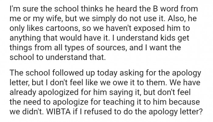 We haven't exposed him to anything that would have it