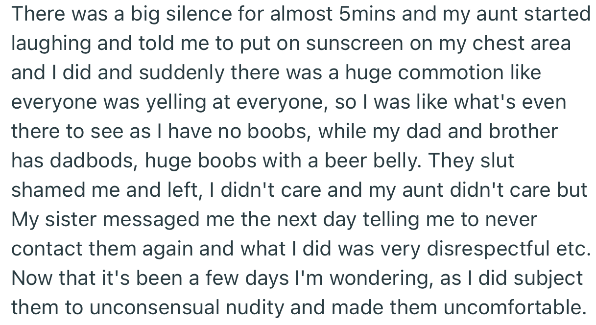 OP’s Family Accused Her of Subjecting Them to Unconsented Nudity and Proceeded to Cut Her Off
