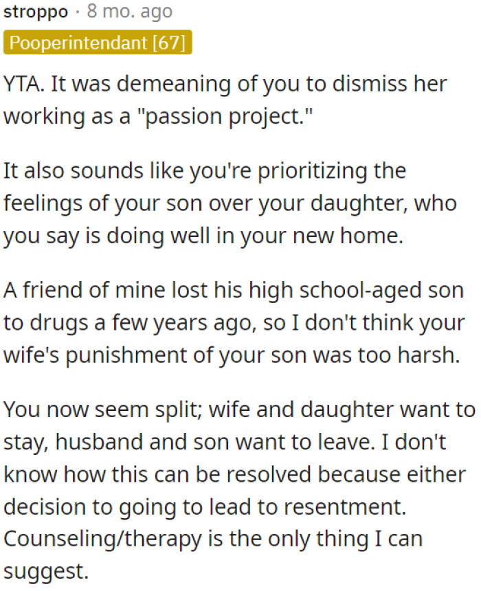 It seems like OP is favoring his son over his daughter, which isn't fair.