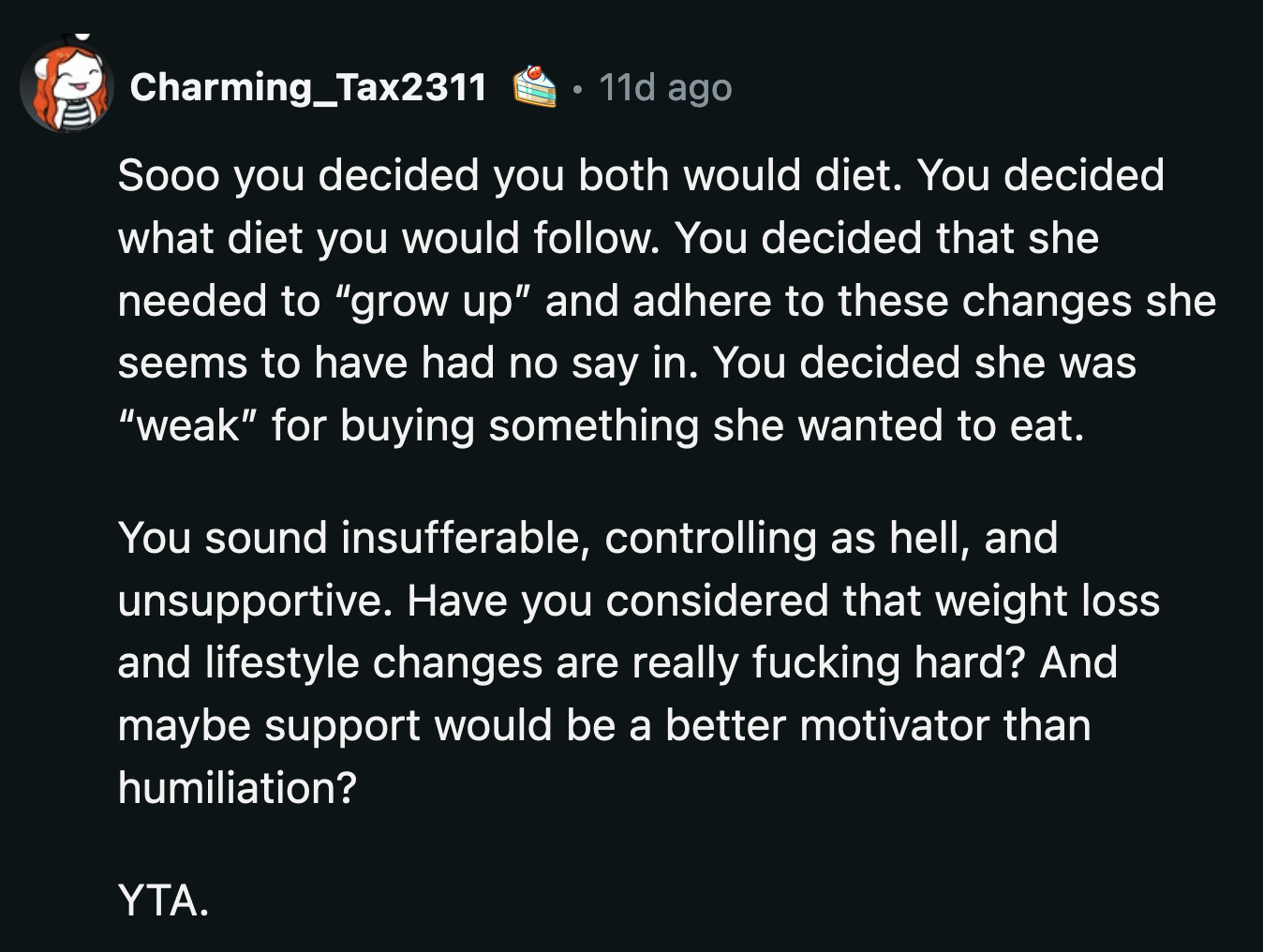 Someone definitely needs an attitude check, and it is not the wife.