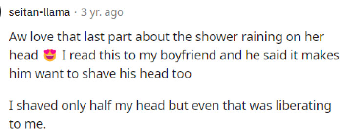 We appreciate the comments on this post because they are genuinely nice and overall very supportive of OP and her decision.