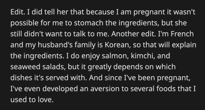 In retrospect, OP should have used her pregnancy as an excuse and stopped at that without further elaboration