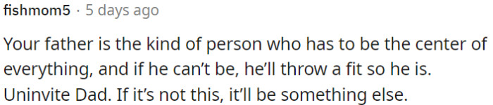 OP should consider uninviting his father