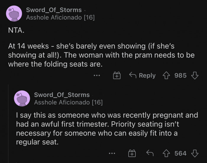 As long as you can fit in a regular seat, you must not occupy priority seating.