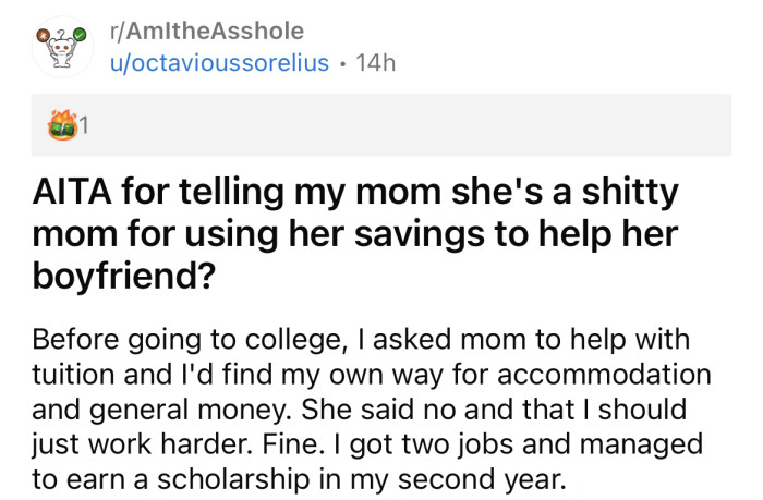The OP asked if she's the a**hole for calling her mom out on her behavior.