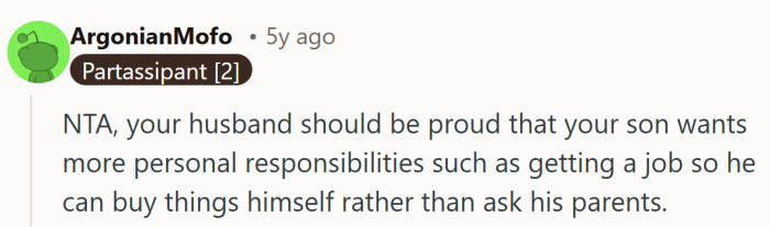 Taking initiative is framed as growth, a moment his dad could celebrate instead of turning into another obligation.