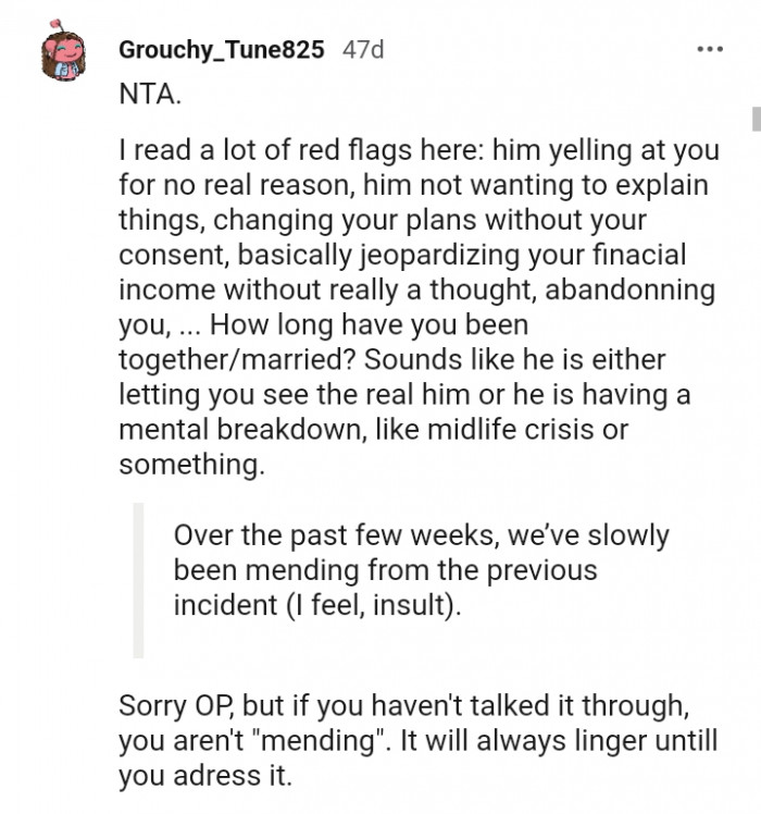 It will always linger until you address it