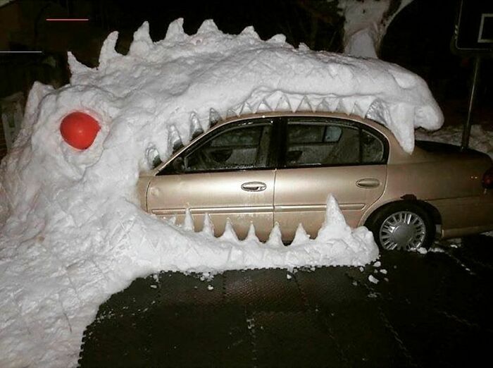 11. Behold the ingenious snow sculpture!
