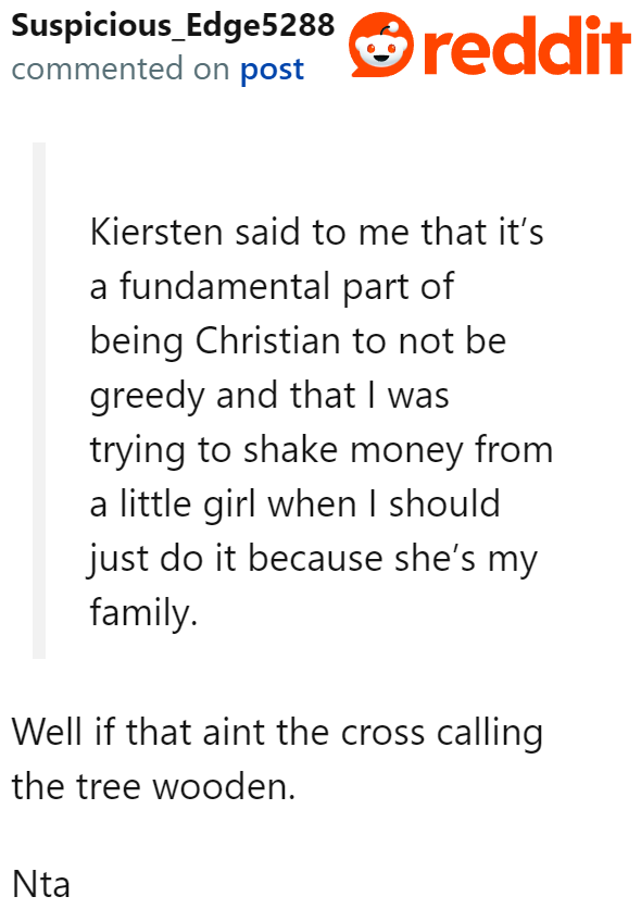 That would have been the perfect clapback for the hypocritical SIL.