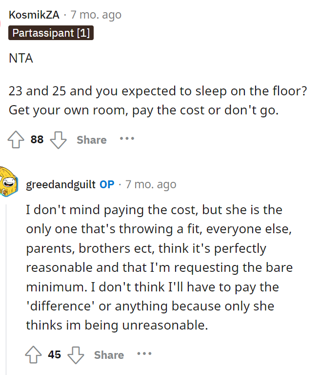 This is exactly what we said because we don't even know why she'd suggest sleeping on the floor like that.