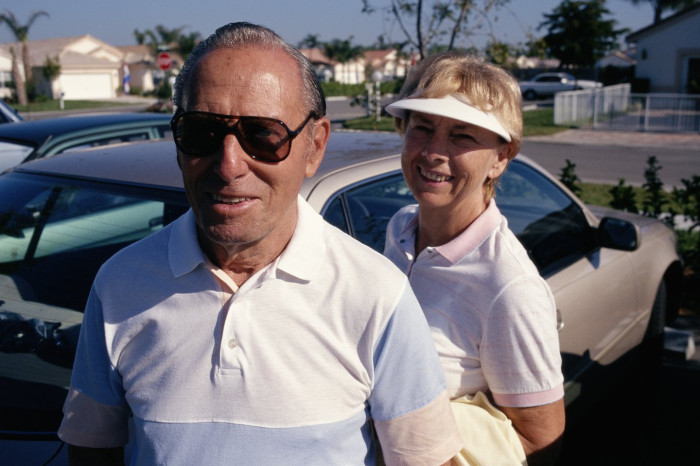 Wyoming landscape and retirees, highlighting affordable cost of living and senior-friendly communities.