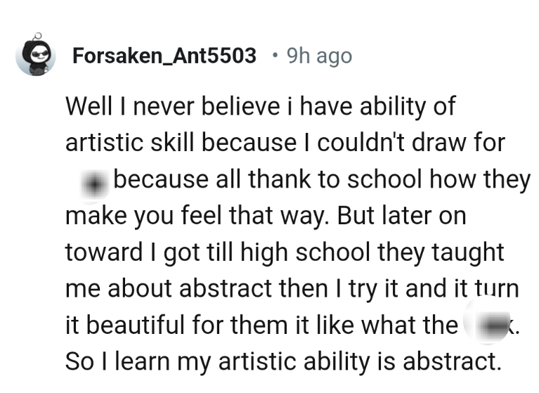 19) Learning that your artistic ability is abstract