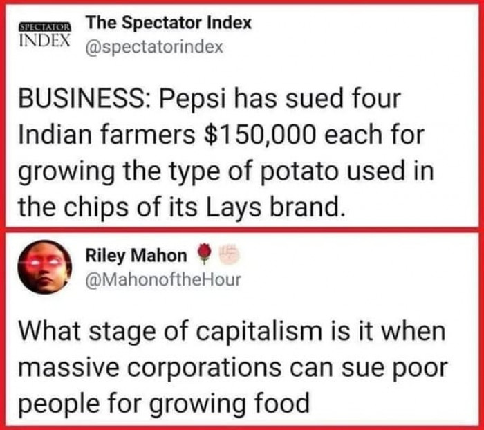I want to know why big corporations like this are even paying attention to 'poor people,' farmers, or anything, honestly.