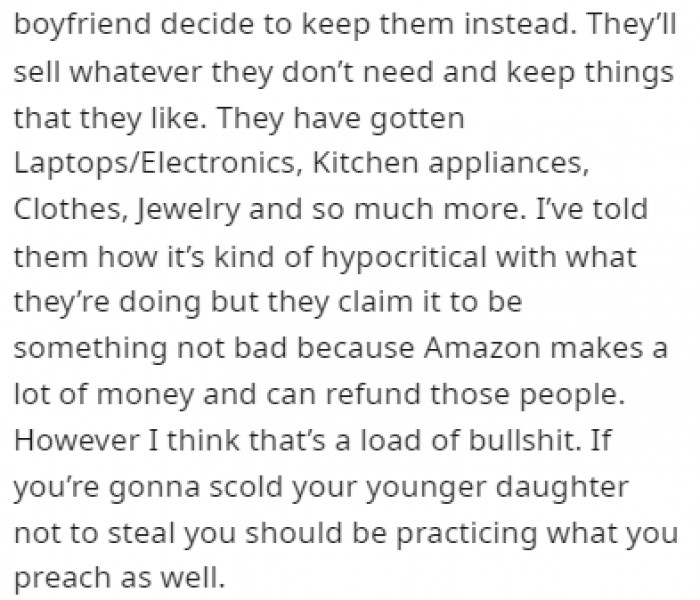 OP believes it's not fair for them to scold Aria for stealing when their hands aren't clean