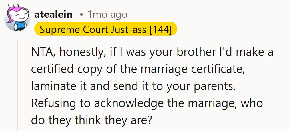 10. Send them a laminated marriage certificate. Who do they think they are, the wedding police?