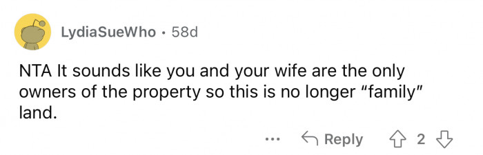 The property is no longer shared by the whole family.