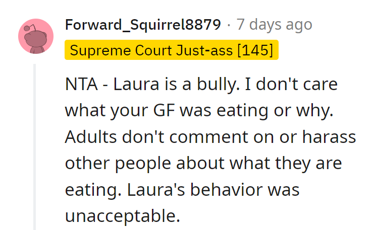 Laura's a food critic without the stars.