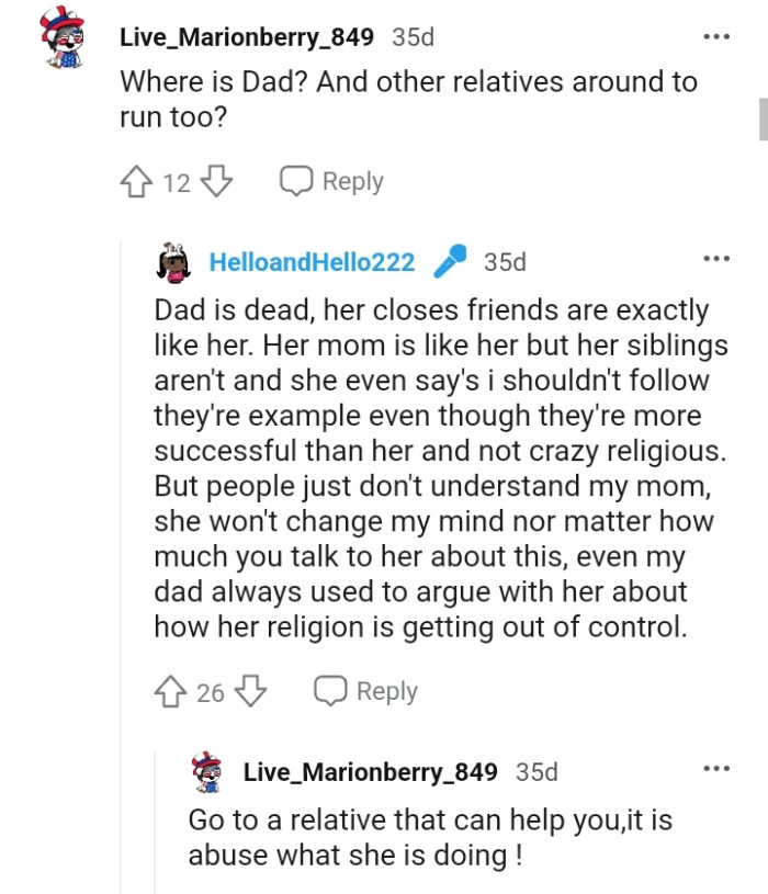 The OP reveals that her dad is dead