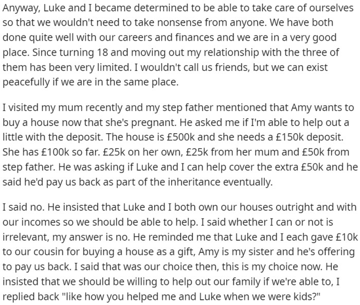 OP and her brother made a good life for themselves