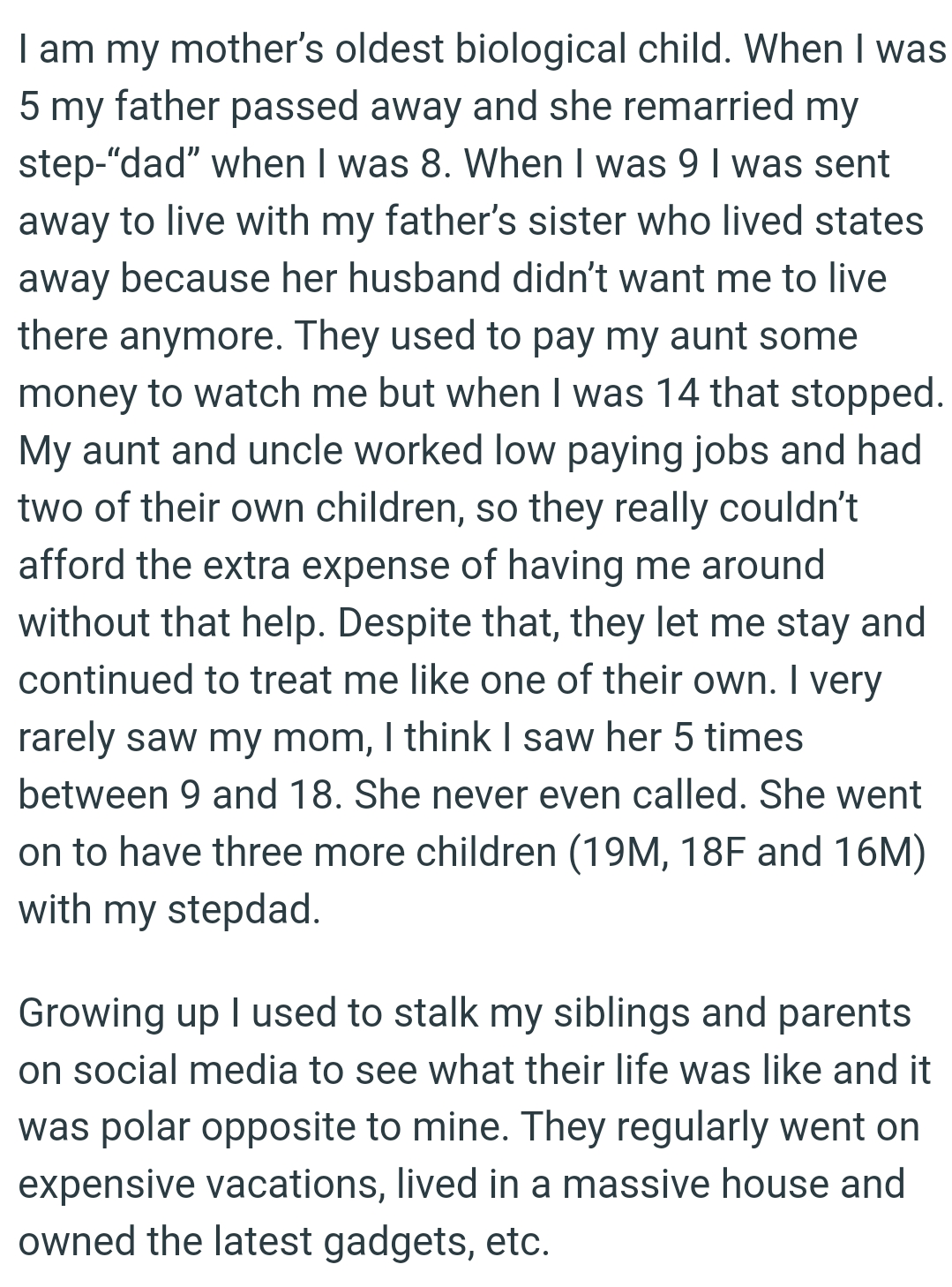 They Used to Pay OP's Aunt Some Money to Watch Her, but When She Was 14, That Stopped