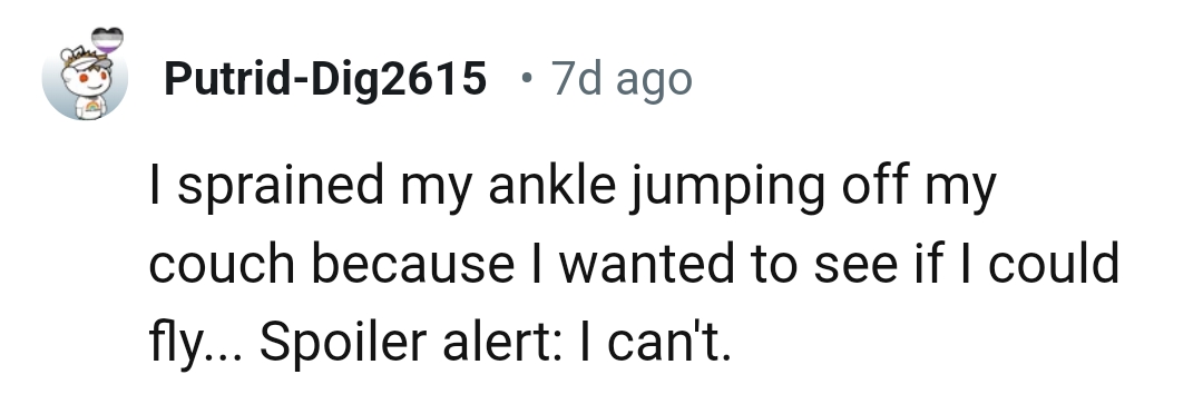 This Redditor sprained their ankle jumping off a couch