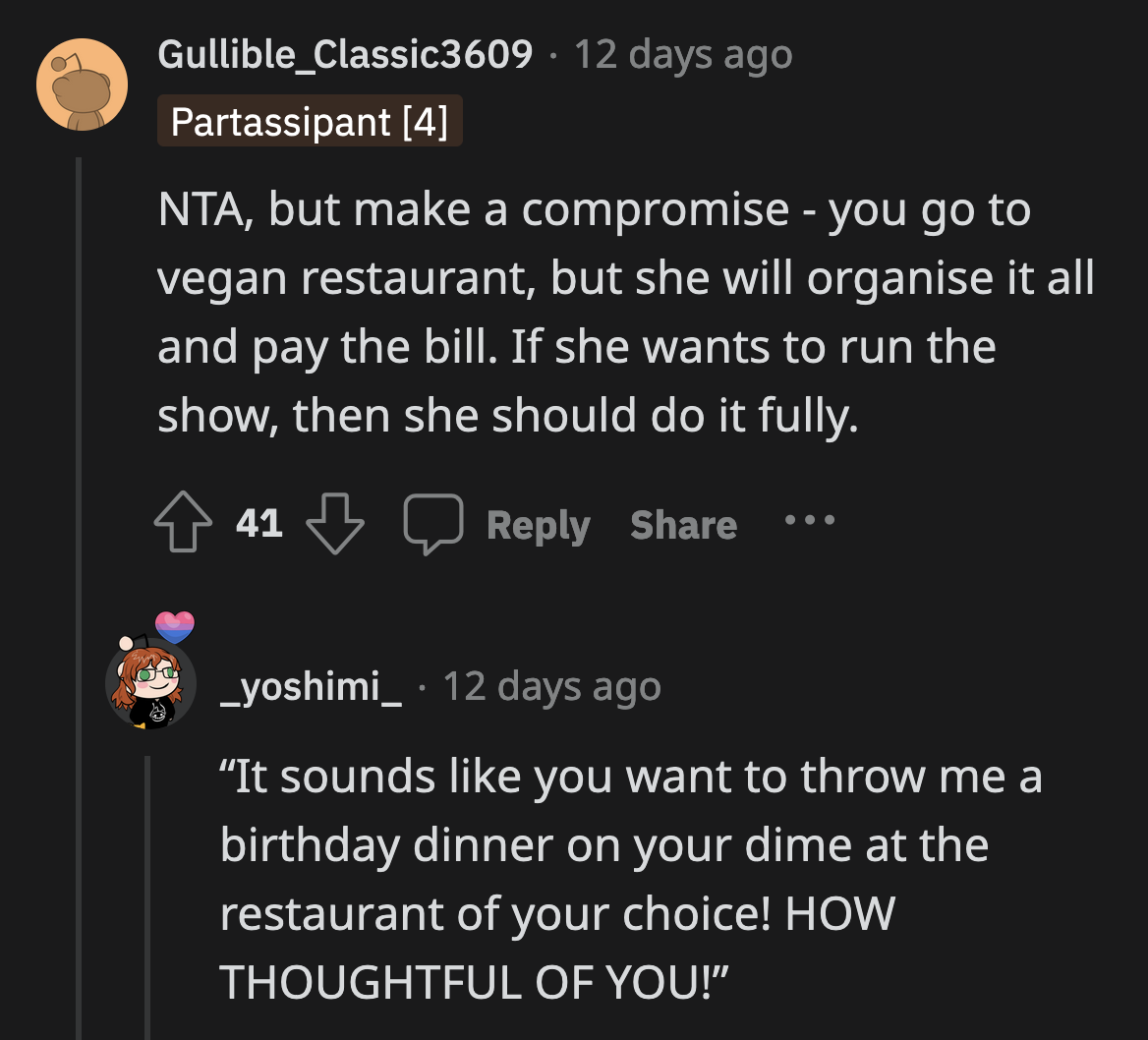 The only way for her brother and his fiancée to get what they want is if they throw OP a separate party at a vegan restaurant of their choosing. Their treat, of course.