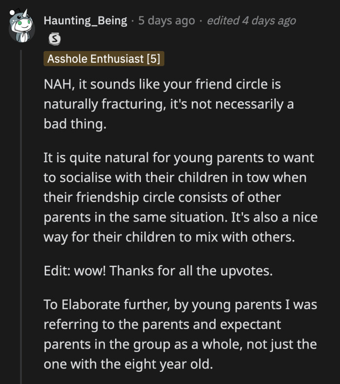 Maybe it's time for OP to accept that she and her friends don't have as much in common as they used to.