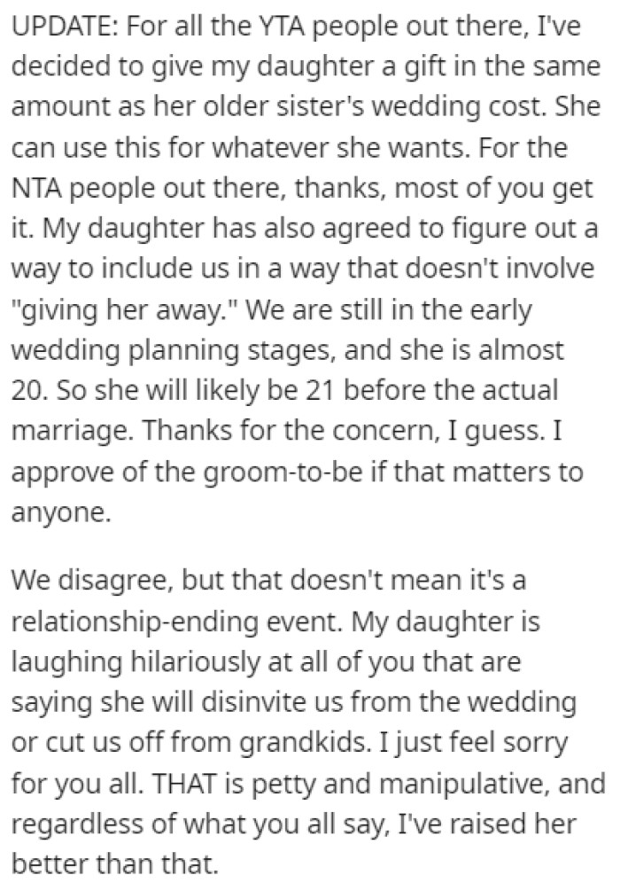 OP and his daughter are laughing at some of the comments