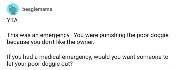 The dog was being punished, not the owner