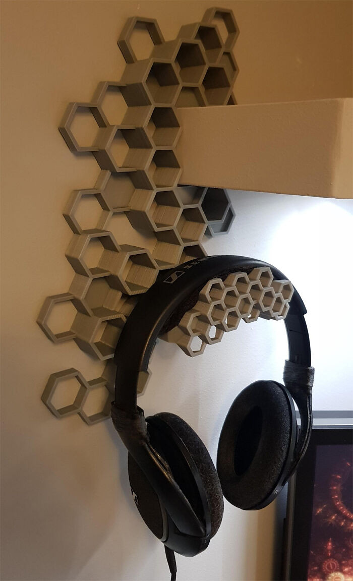 "Stylized Headphone Holder I Made. Perfectly Snug Fit"