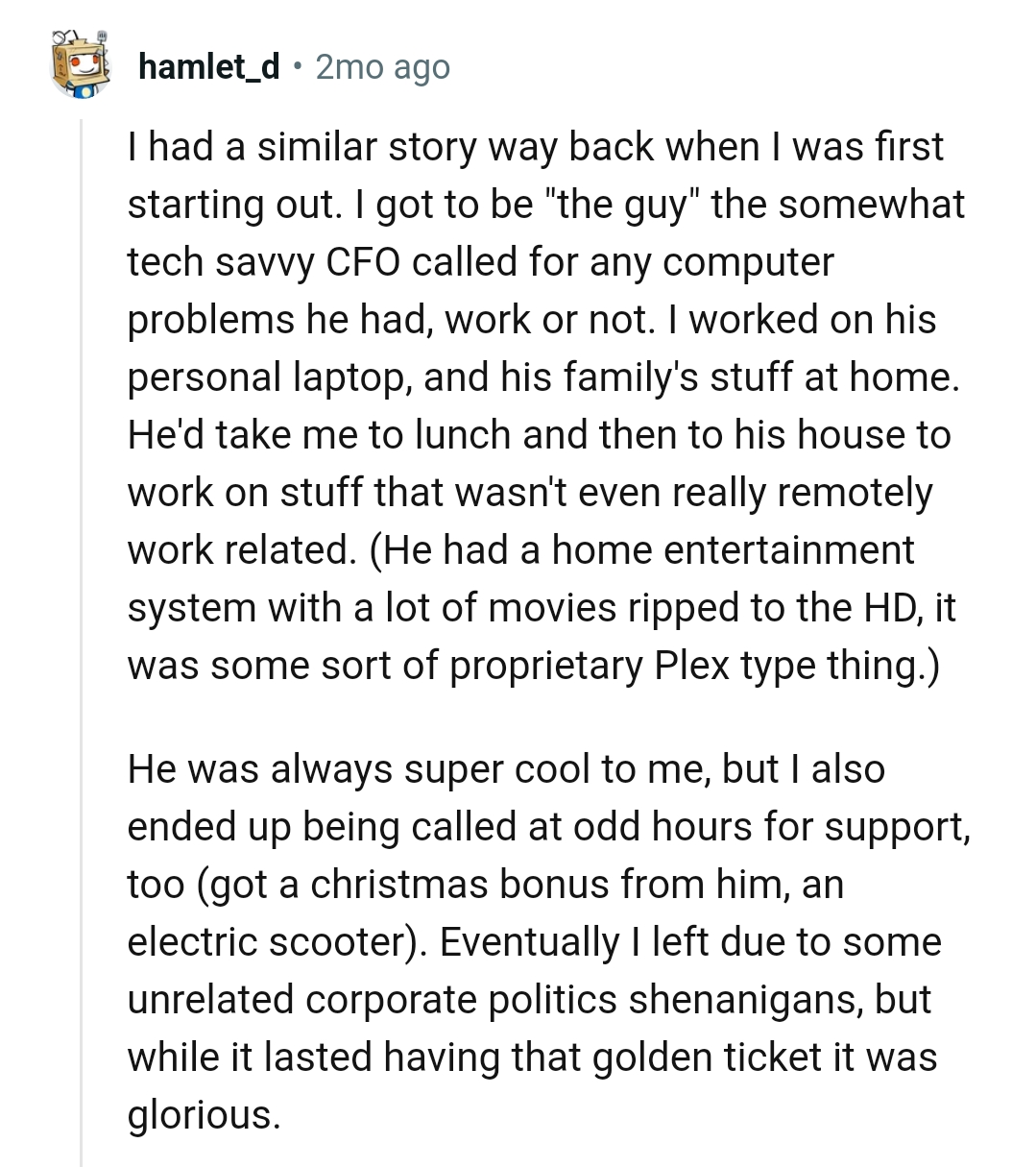 This Redditor has a similar story to share, and it goes way back