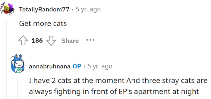Redditor advised the OP to get more cats