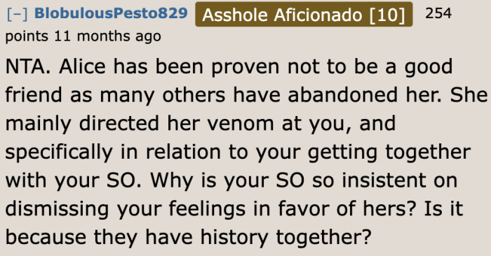 The said friend is losing trustworthy people in her life. That says a lot about her character.