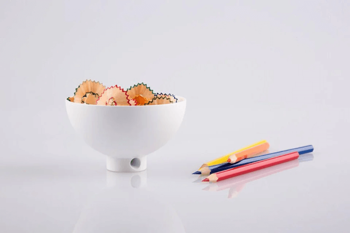 29. Jiachun LV’s bowl-shaped pencil sharpener turns the shavings into an artistic display