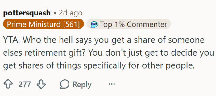It is someone else's gift...