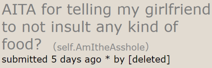 A guy got into an argument with his girlfriend over Indian food.