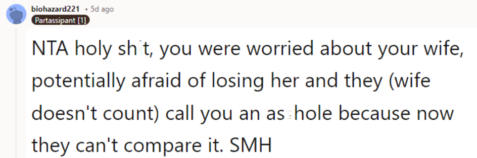 NTA holy s*it, you were worried about your wife