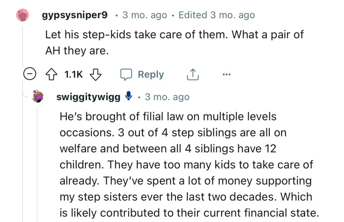 “Let his step-kids take care of them.”
