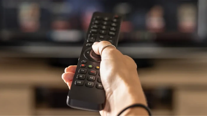 Film audio mixing setup with microphone and subtitles for dialogue clarity