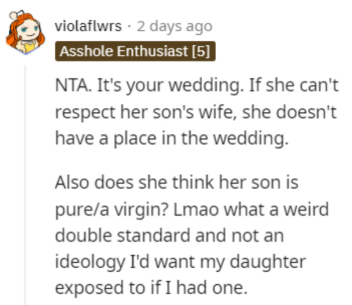 No place for her at the wedding